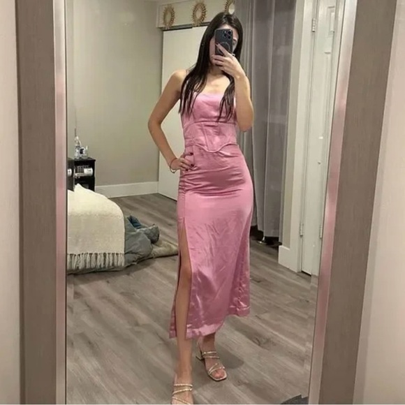 Jason Wu pink satin corset dress size L NEW - Picture 3 of 12